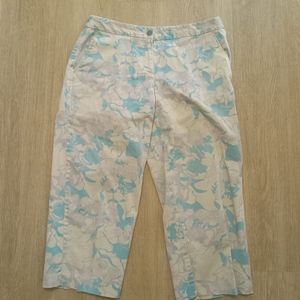 Izod Crop Pants Blue and Tan Floral Size 10